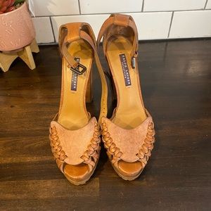 Ralph Lauren Purple Label Platform Heeled Sandals Size 8.5